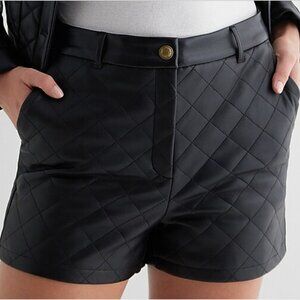 EXPRESS Super High Waisted Faux Leather Quilted Shorts